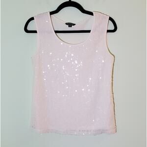 EUC! George White Sequin Sleeveless Top in Tusk Size Small (4-6)